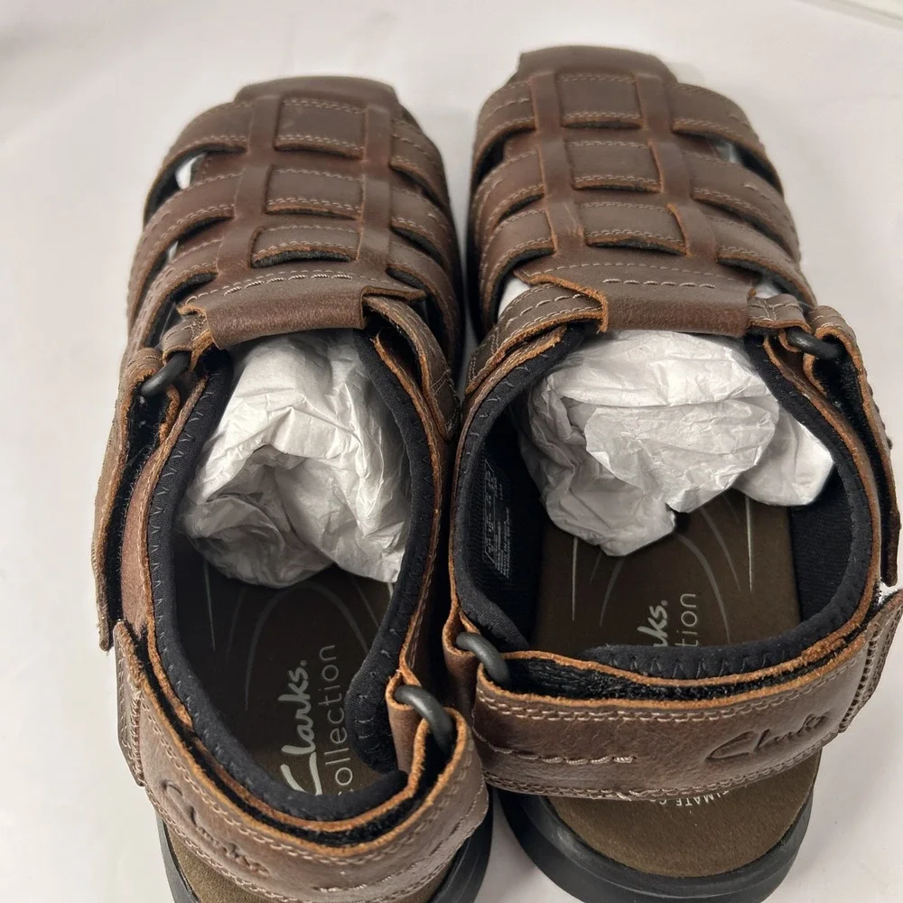Mens Clarks Walkford Fisherman Sandal - Brown Leather, Size 10.5 US 261717947095